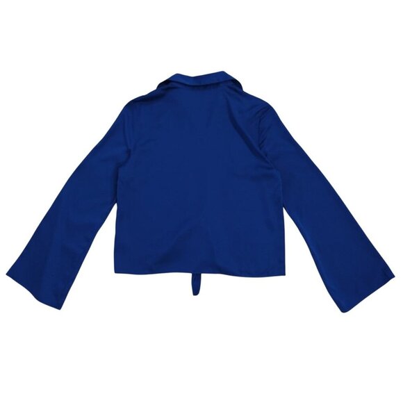 Maison DAmelie Blue Long Sleeve Button-Up Tie-Front Womens Shirt XS, NWT. - Picture 2 of 9